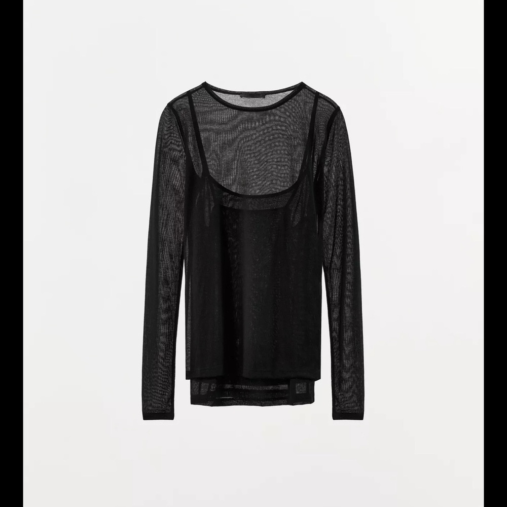 Zara Double Soft Black Sheer Top
